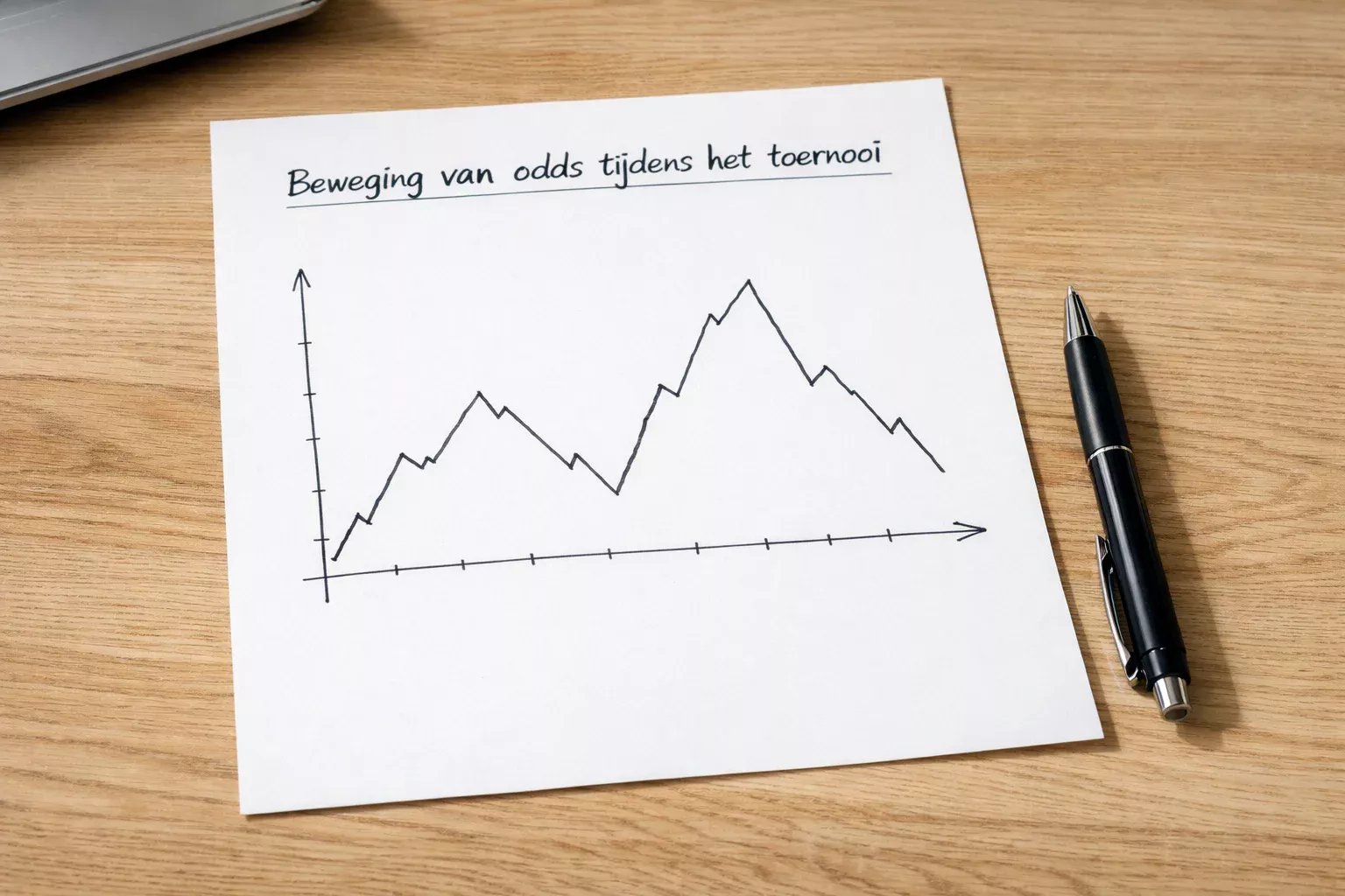 Eenvoudige lijngrafiek toont odds beweging op papier