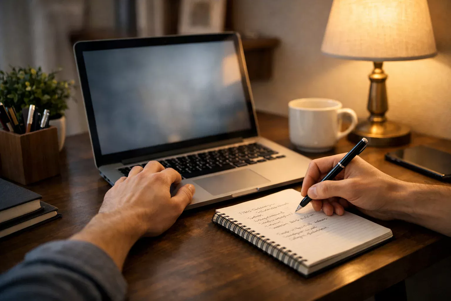 Gefocuste persoon analyseert sportwedstrijden op laptop